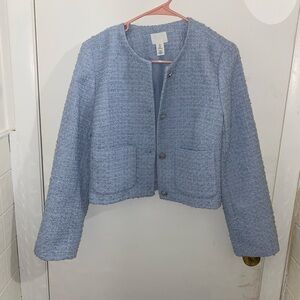 H&M Light Blue Textured Blazer
